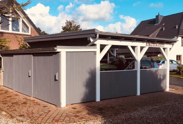 Carport Verven in skiffer gra Zweeds grijs