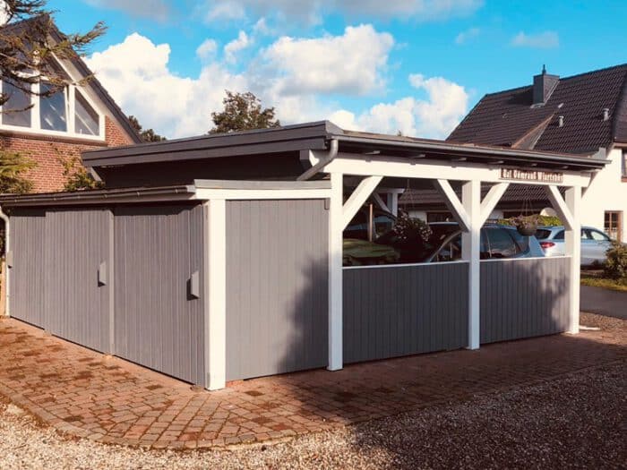 Carport van lariks hout behandelen met Beits