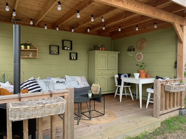 Veranda tuinkamer groen schilderen