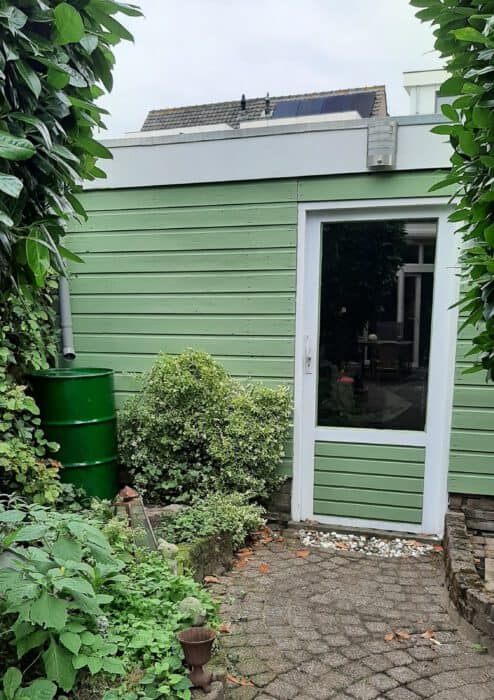 tuinhuis groen beitsen